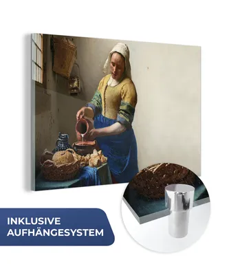 Obrázek produktu pro MuchoWow® Obrazy na skle - Nástěnné obrazy - Fotografie na skle Mlékařka - Umění - Staří mistři - Vermeer 90x60cm Nástěnná dekorace ze skla - akrylová malba na