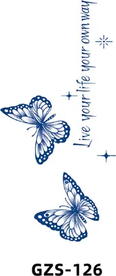 Image de INF Tatouage temporaire floral - Motif aquarelle bleu