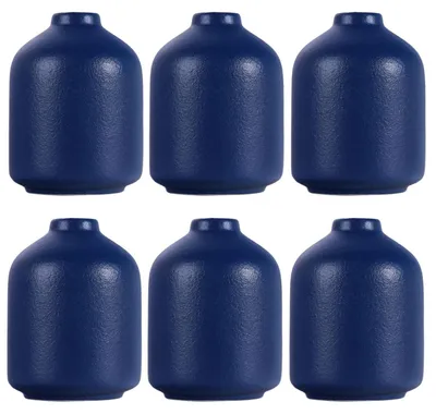 Produktbild von Set aus 6 navyblauen Keramikvasen für Tischdekoration