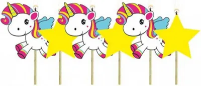 Produktbild von 6 Einhorn Kuchen-Kerzen als Dekoration für Geburtstags-Torten