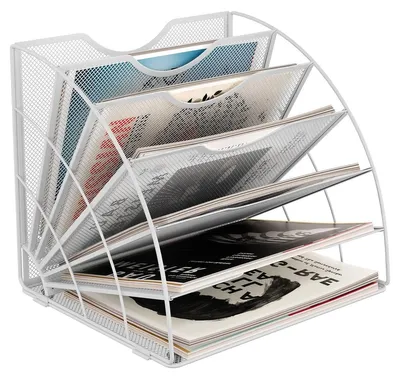 Productafbeelding van Bureau organizer papierorganizer - 6 vakken - A4 - Metaal - Wit - 32,5 x 28 x 28 cm