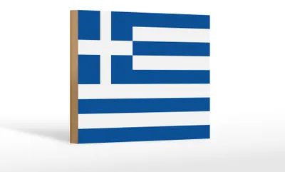 Produktbild von Holzschild Flagge Griechenlands 18x12 cm Flag of Greece Dekoration