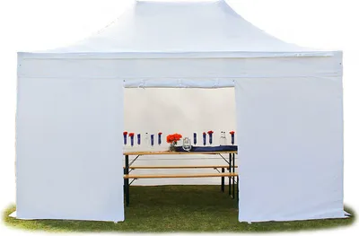 Produktbild von TOOLPORT 3x4,5m Aluminium Faltpavillon, inkl. 4 Seitenteile, weiß