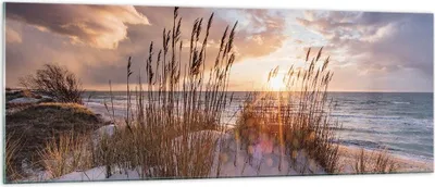 Produktbild von Bilder auf glas - Einteilig - Westen auf der Strand - 140x50cm - Glasbilder - Wandbilder - Bilder - zum Aufhängen bereit - Wanddekoration aus Glas - Glas Bilder - Wandbild auf Glas - GAB140x50-4710