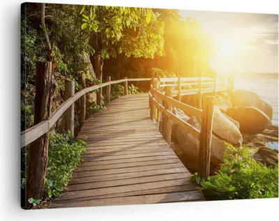Produktbild von Bild auf Leinwand - Leinwandbild - Brücke Meer Welle - 70x50cm - Wand Bild - Wanddeko - Wandbilder - Leinwanddruck - Bilder - Kunstdruck - Wanddekoration - Leinwand bilder - Wandkunst - AA70x50-3876
