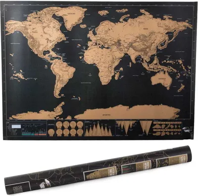 Obrázok produktu pre Verk 18183 Veľká Stieracie mapa sveta s vlajkami Deluxe 82 x 59 cm čierna
