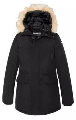 Productafbeelding van Schott NYC Jktnellyw, Bontjas met capuchon van kunstbont, zwart, maat XS