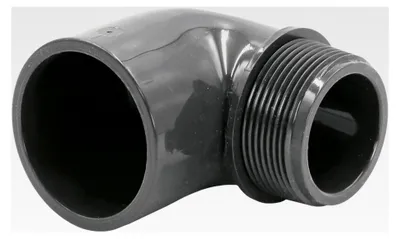 Produktbild von PVC Fittings Winkel 90° mit 50mm x 2" | Klebemuffe x Außengewinde | Winkelverbinder aus grauem PVC-U | PN16 für PVC Rohr und Poolverrohrung