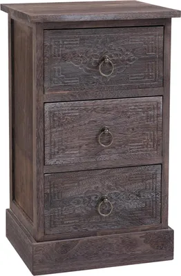 Produktbild von Nachttisch ENZO Nachtschrank Nachtkonsole mit 3 Schubladen für Boxspringbett im Vintage Look