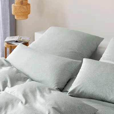 Produktbild von elegante Mako-Jersey-Bettwäsche-Garnitur Twine Farbe Salbei Größe 155x220+40x80