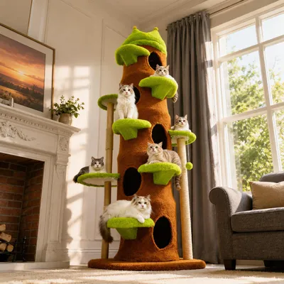 Produktbild von WISFOR Kratzbaum XXL Katzenbaum Sisal große Katzen Kletterbaum 87 x 187 cm Katzenkratzbaum