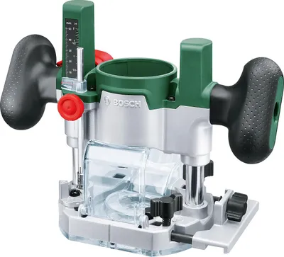 A product shot of a Bosch cordless router base unit against a white background.