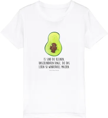 Produktbild von Mr. & Mrs. Panda Kleinkinder T-Shirt Avocado Kern 5-6 Jahre (110/116) - Weiß - Geschenk, Wunder, Teenager, Kurzarm Kinder, Liebe, Kinder-T-Shirt, Kindershirt, Baby