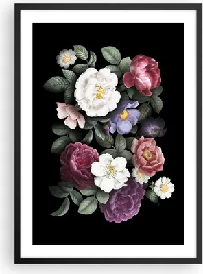 Produktbild von Gerahmtes Poster - Schwarzer Rahmen - Blumen Blumenstrauß Komposition - 50x70 cm - Wand Bild - Wanddeko - Wandbilder - Kunstposter - Wandposter - Bilderrahmen - Bilder - Kunstdruck - P2BPA50x70-5032