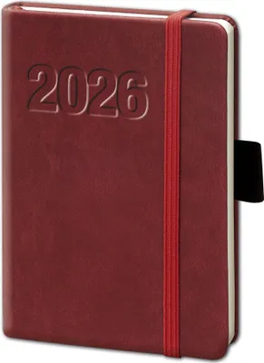 Produktbild von bsb 02-0131 Buchkalender "V-book" - 1 Woche / 2 Seiten, A6, bordeaux