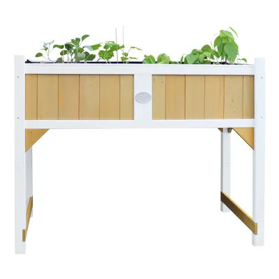 Image de Axi Table De Culture En Bois Avec Bac & Voile De Jardin | Potager Sur Pied / Jardinière En Marron & Blanc