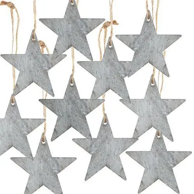 Produktbild von 10 Holzsterne grau 10 cm Weihnachtsdekoration