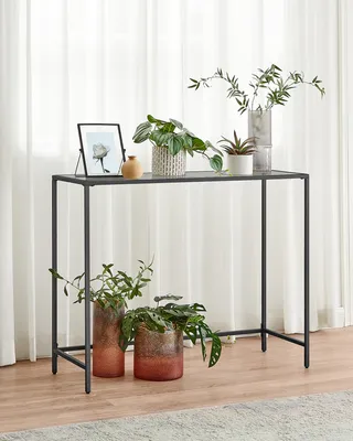 Produktbild von VASAGLE Konsolentisch, Beistelltisch, Oberfläche aus Hartglas, moderner Sofatisch, einfacher Aufbau, verstellbare Füße