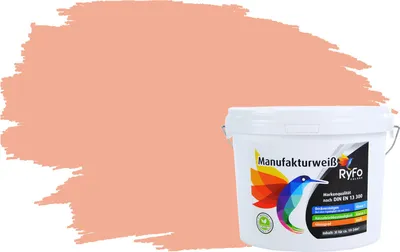 Produktbild von RyFo Colors Bunte Wandfarbe Manufakturweiß Pfirsichorange 3l - weitere Orange Farbtöne und Größen erhältlich, Deckkraft Klasse 1, Nassabrieb Klasse 1