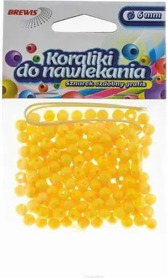 Produktbild von Koraliki do nawlekania żółte + sznurek 6mm 16g
