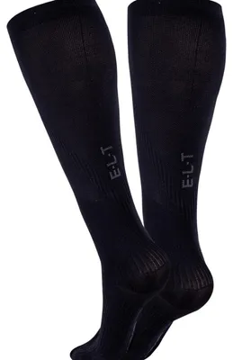 Image de E.L.T Chaussettes d'équitation unies Compression Bas d'équitation Noir M (39-42)