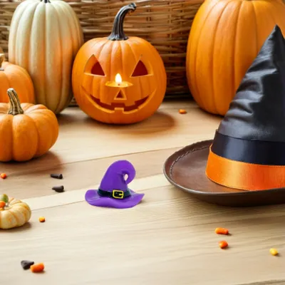 Obrázek produktu pro Miniaturní čarodějnické klobouky z pryskyřice, 25 kusů, žluté barvy, dekorace na Halloween