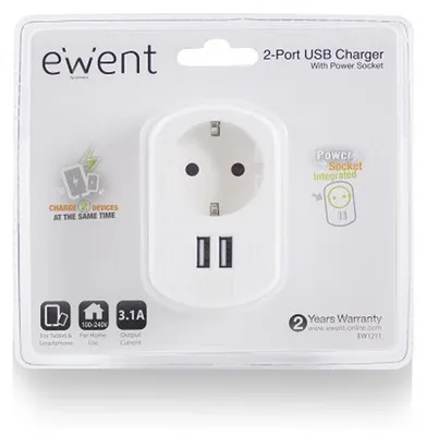 Zdjęcie produktu dla Ewent EW1211, Wewnętrzna, Prąd przemienny, 5 V, Biały