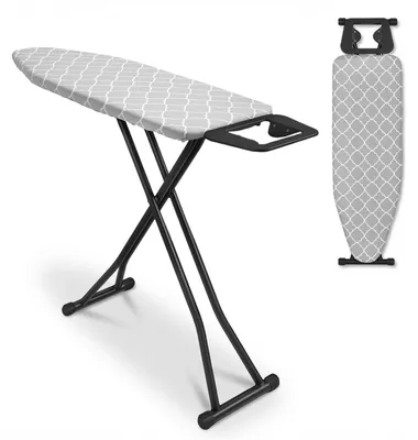 Produktbild von Bügelbrett - Klappbar - Breite Fläche 120x39 cm - Höhenverstellbar - Stabiler Stahlrahmen - Mit Ablage für Bügeleisen - Grau