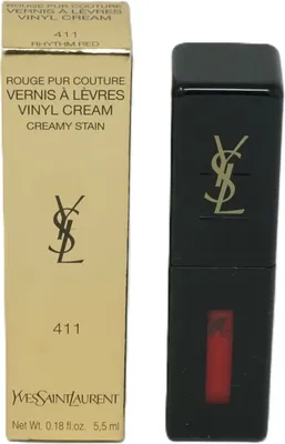 Image de Rouge à lèvres Yves Saint Laurent Vernis à Lèvres Vinyl Cream, 5,5 ml, Rhythm Red 411