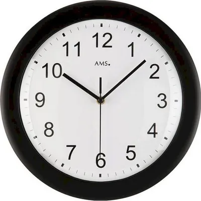 Immagine prodotto di AMS 5935 orologio da parete radiocontrollato analogico nero tondo liscio