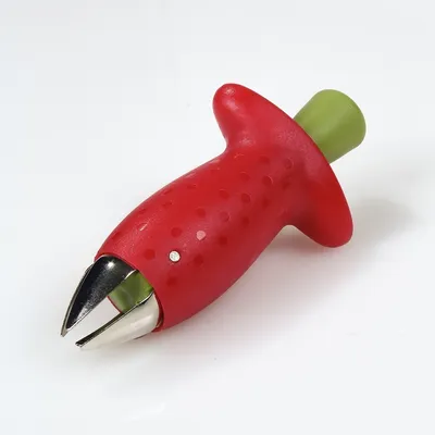 Produktbild von Erdbeerentkerner Fräserköcher aus Metall und Kunststoff, 9x5x2.5cm, zum mühelosen Entstielen von Erdbeeren & Tomaten für Kuchen & Torten