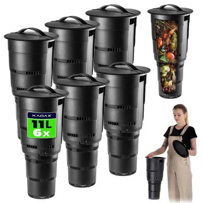 Image de KADAX Composteur de jardin enterré en plastique, noir, 6 pièces