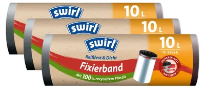 Produktbild von 3x Swirl Fixierband Müllbeutel 10L ( 15 stk./Rolle )