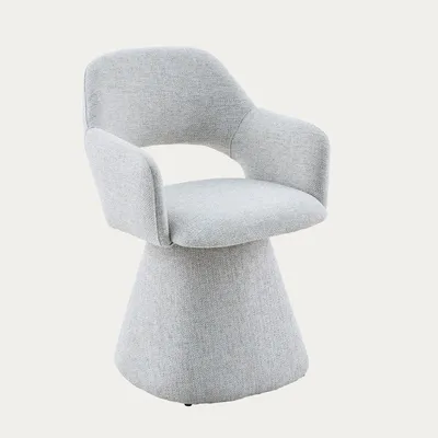 Zdjęcie produktu dla HOMLA Fotel GOMBE obrotowy w tkaninie beżowy 55x62x85 cm