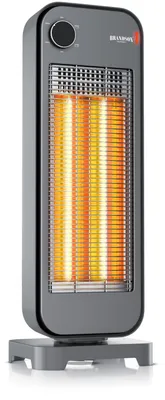 Zdjęcie produktu dla Grzejnik promieniowy Brandson Carbon o mocy 900 W, z 2 poziomami mocy: 450 W i 900 W, z oscylacją 90 stopni, zapewniający natychmiastowe promieniowanie ciepła bez potrzeby rozgrzewania, cichy, promiennik podczerwieni, 1 sztuka, kolor: szary