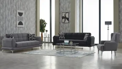 Produktbild von Couchgarnitur Dreisitzer Sessel Polstersofa Grau Sofa Stoffsofa Polster 3tlg