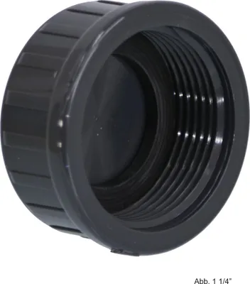 Produktbild von PVC-U Gewindekappe, Innengewinde, 10 bar, 1 1/4", Flach