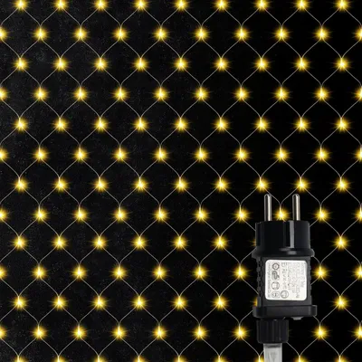 Produktbild von Peviasot LED Lichternetz Lichterkette 1,5x1,5 m 96 LEDs Mesh Weihnachtsbeleuchtung Strom Büsche Garten Baum Zimmer Balkon Party Deko Warmweiß