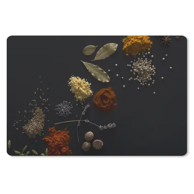 Produktbild von MuchoWow® Schreibtischunterlage Kräuter - Schwarz - Gewürze - Küche - Kochen 60x40 cm - XXL Mauspad - Großes Mauspad