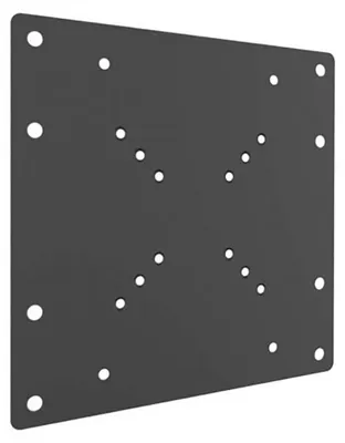 A black VESA adapter plate with multiple mounting holes.