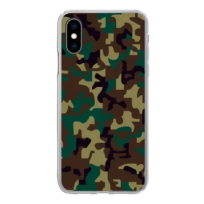 Produktbild von MuchoWow® Handyhülle Schutzhülle Hülle für iPhone X Camouflage-Muster mit dunklen Farben Silikon Softcase Handy Hülle - Handyhülle