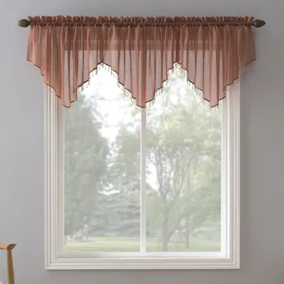 Voile-Gardinen-Set mit Perlen, 388x61 cm, Ceder, 3 Paneele