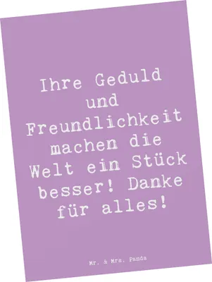 Produktbild von Mr. & Mrs. Panda Grußkarte Spruch Erzieher-Dank - Lavendeltraum - Geschenk, Geduld, Erzieher, Kunstkarten, Wertschätzung, Postkarten, Bedanken, Postkarte, Aufmerksamkeit