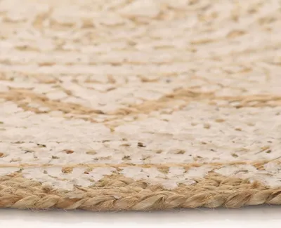 Produktbild von Hochwertigen Möbel Designerteppiche - Beige Teppich Jute Geflochten Bedruckt 90cm Rund NEU5478657