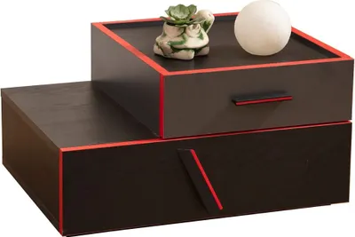 Obrázek produktu pro Exklusiver Schwarz-roter Designer Nachttisch Kinderzimmer Holz Möbel