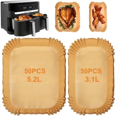 Produktbild von Backpapier für Heißluftfritteuse 100 Stück 5,2L/3,1L/5,5L/3,5L/5L/3L kompatibel