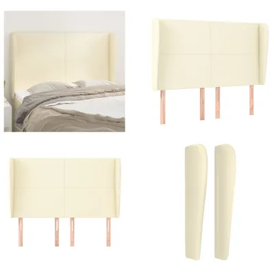 Produktbild von vidaXL Kopfteil mit Ohren Creme 147x23x118/128 cm Kunstleder - Kopfteil - Kopfteile - Bett-Kopfteil - Bettkopfteil