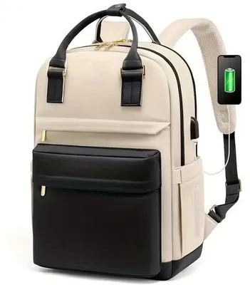 Produktbild von Ultiluxe Laptoptasche 15.6 Zoll - USB Ladeanschluss - Wasserabweisend - praktische Laptop-Fächer - Rucksack für Damen - Größe 43 x 30 x 18 cm - Schwar