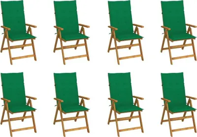 Produktbild von Cloris Designermöbel Klappbare Gartenstühle mit Kissen 8er Set Massivholz Akazie 2024 Neu