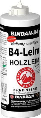 Produktbild von Holzleim wasserfest, BINDAN-B4 (1-Komponenten-B4-Leim) 1000 g Flasche incl. Pinsel von E-Com24